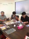 Stephen Chan ( Lignan University), Sung Kyung Kim ( Sungkonghoe University) and Daniel Goh ( National University of Singapore) visiting a publishing house as part of a field trip organised for participants of the cluster meeting 