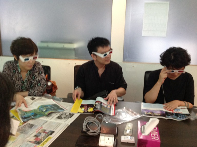 Sung Kyung Kim ( Sungkonghoe University) and Daniel Goh ( National University of Singapore) visiting a publishing house as part of a field trip organised for participants of the cluster meeting 