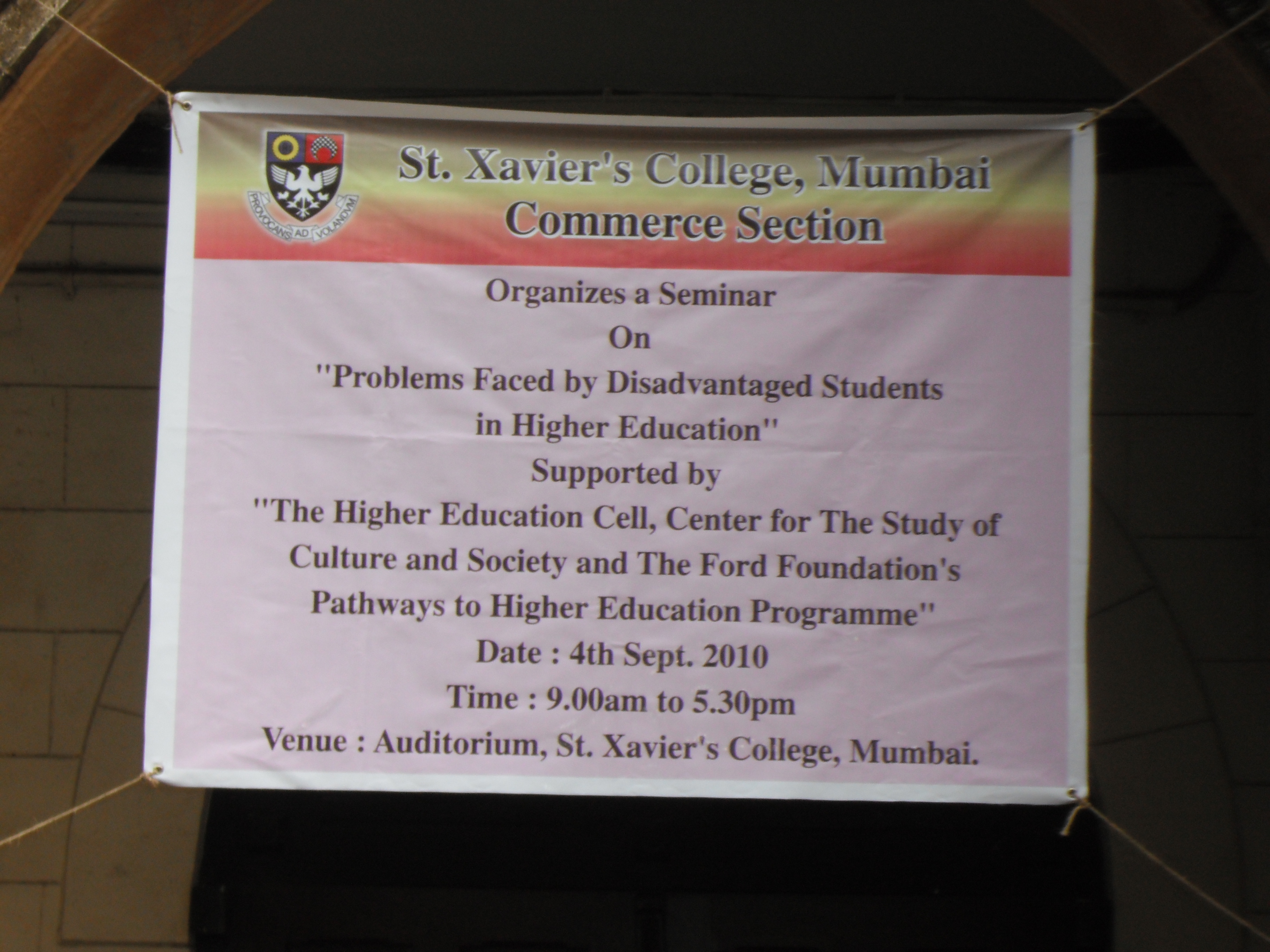Seminar at St. Xavier's College, Mumbai as part of HEIRA's Ford Pathways to Higher Education Programme