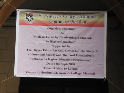 Seminar at St. Xavier's College, Mumbai as part of HEIRA's Ford Pathways to Higher Education Programme