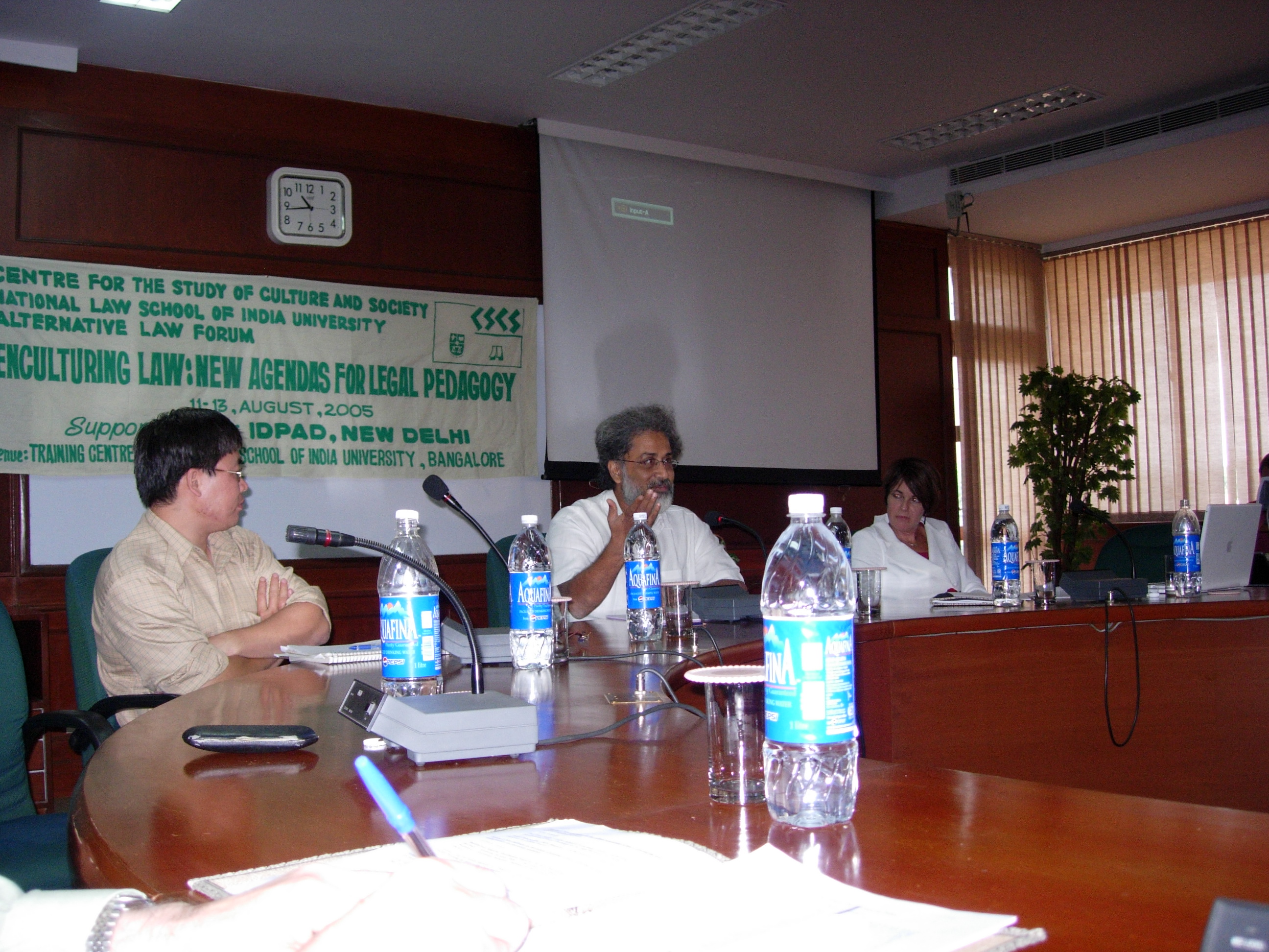 The 'Enculturing Law' Conference at Bangalore (August, 2005): Ashish Rajadhyaksha and Dr. Anne Barron, chaired by Lawrence Liang